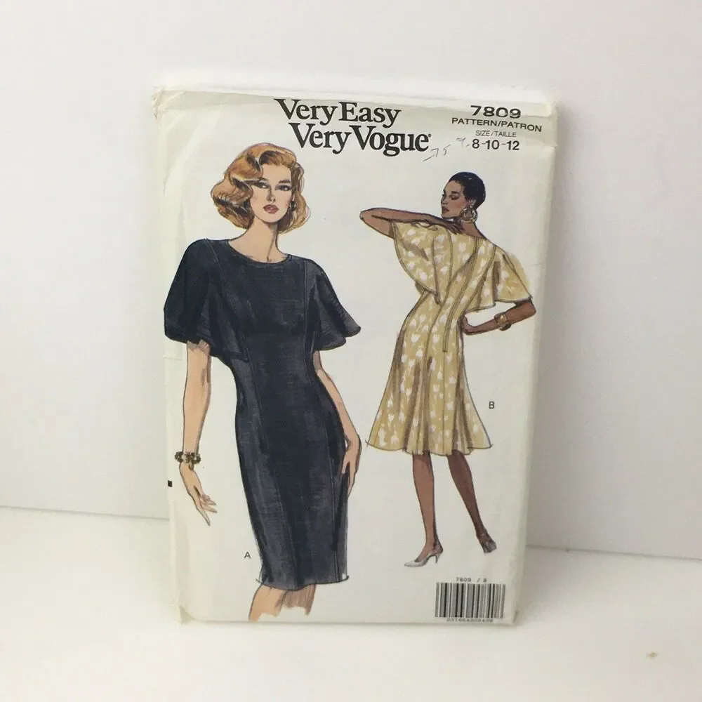 Dress Princess Seams Caplet Size 8-12 UNCUT Pattern 7809 Vtg 90s Fitted